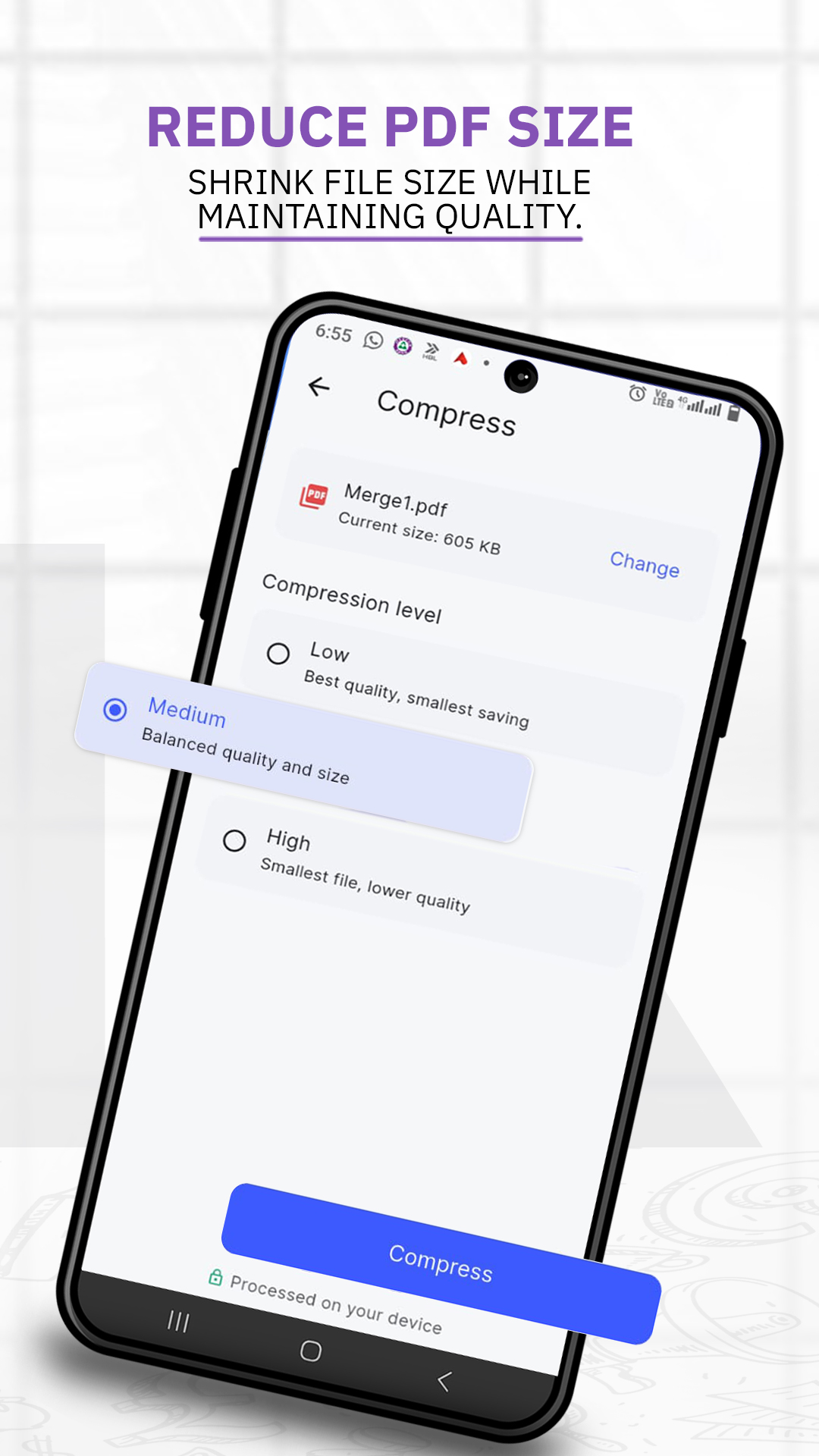 InkPDF home screen with PDF tools